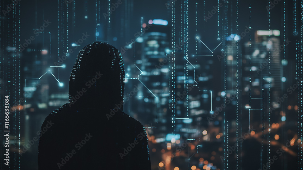 Hacker are planning to hack and attack networks and cyber security systems. Smart Innovation city with connection future wireless digital city and social media networking over the cityscape. Hacker are planning to hack and attack networks and cyber security systems. Smart Innovation city with connection future wireless digital city and social media networking over the cityscape.