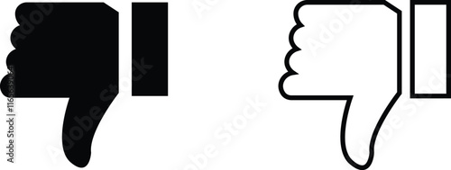 dislike buttons. Thumbs down icons. no fingers, negative marks vector symbols collection isolated on transparent background. for banners websites printed material