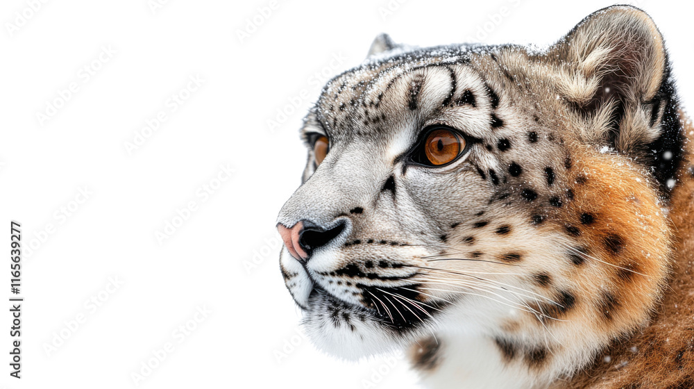 Fototapeta premium close up portrait of a leopard on white background 