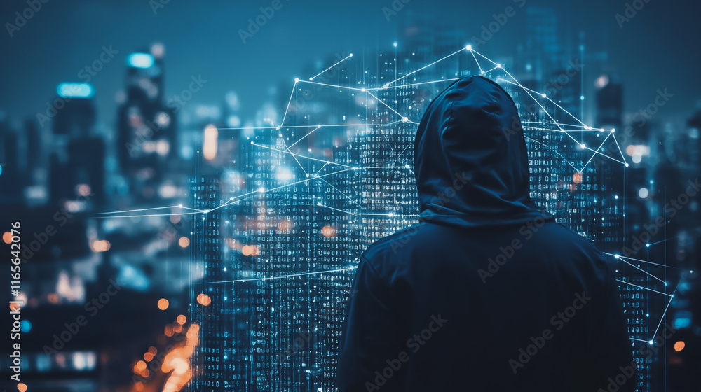 Hacker are planning to hack and attack networks and cyber security systems. Smart Innovation city with connection future wireless digital city and social media networking over the cityscape. Hacker are planning to hack and attack networks and cyber security systems. Smart Innovation city with connection future wireless digital city and social media networking over the cityscape.