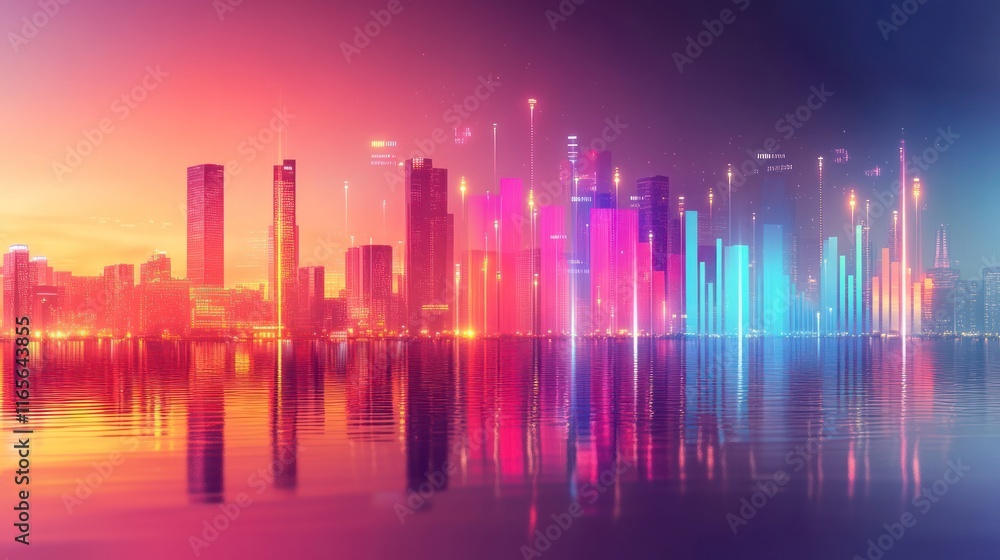 Fototapeta premium Neon Cityscape