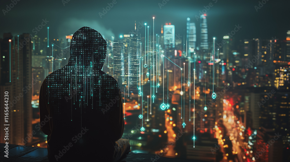 Hacker are planning to hack and attack networks and cyber security systems. Smart Innovation city with connection future wireless digital city and social media networking over the cityscape. Hacker are planning to hack and attack networks and cyber security systems. Smart Innovation city with connection future wireless digital city and social media networking over the cityscape.