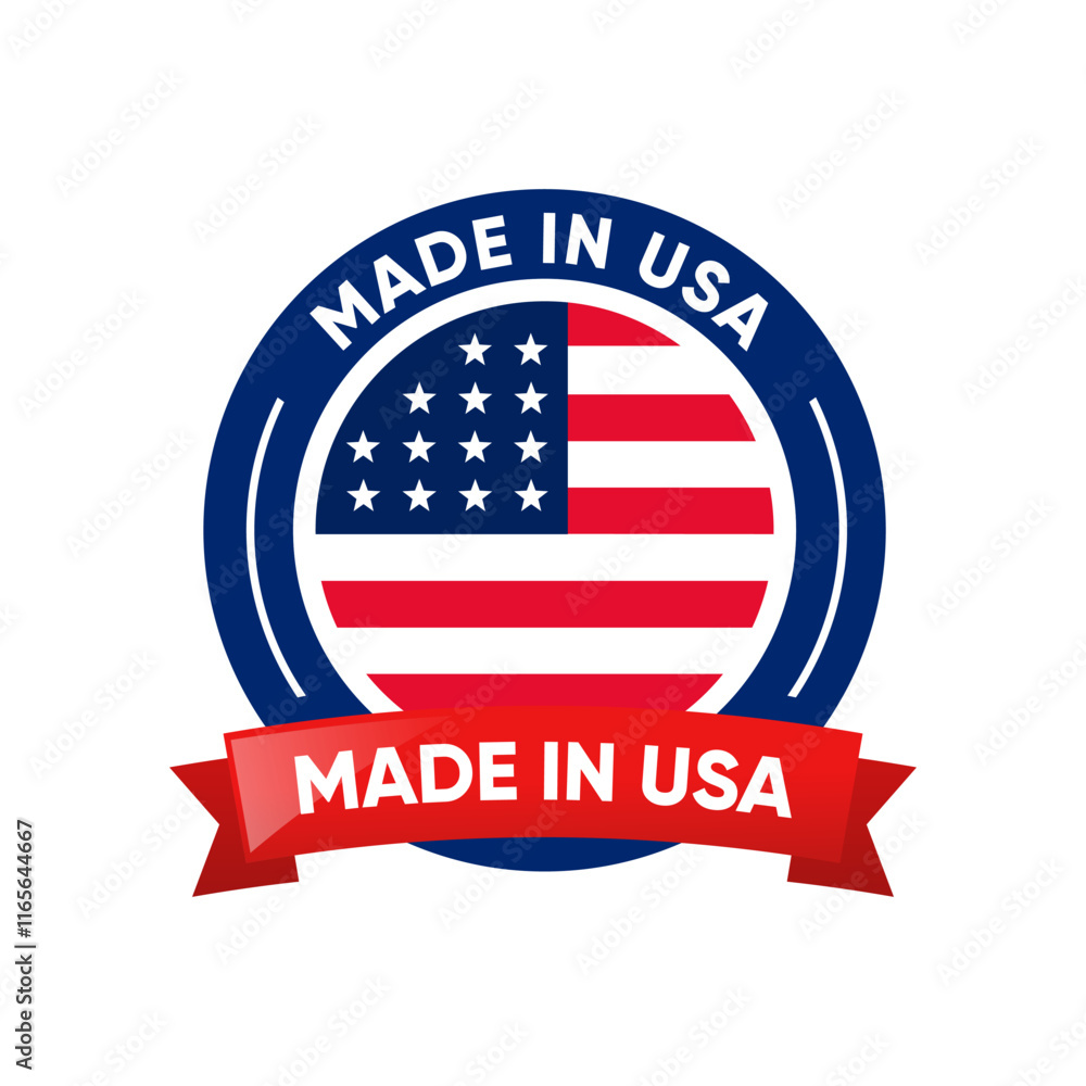 Made in USA Stamp Ribbon Badge vector design Made in USA Stamp Ribbon Badge vector design