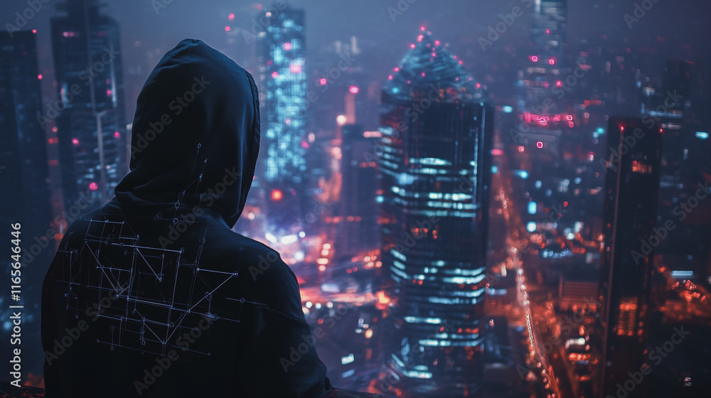 Hacker are planning to hack and attack networks and cyber security systems. Smart Innovation city with connection future wireless digital city and social media networking over the cityscape. Hacker are planning to hack and attack networks and cyber security systems. Smart Innovation city with connection future wireless digital city and social media networking over the cityscape.
