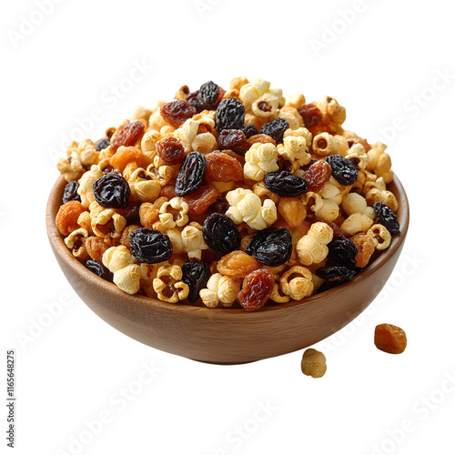 Mouth watering Raisin Popcorn isolated on transparent background photo