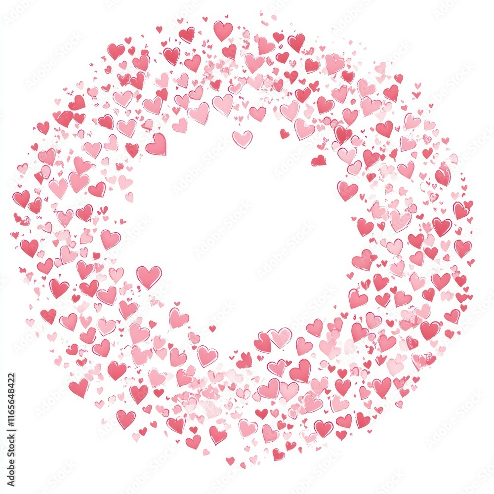 Pink Hearts Forming A Circular Frame Design Pink Hearts Forming A Circular Frame Design