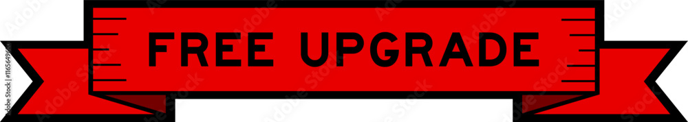 Ribbon label banner with word free upgrade in red color on white background Ribbon label banner with word free upgrade in red color on white background
