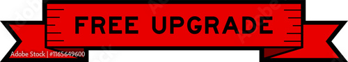 Ribbon label banner with word free upgrade in red color on white background