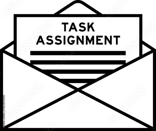 Envelope and letter sign with word task assignment as the headline