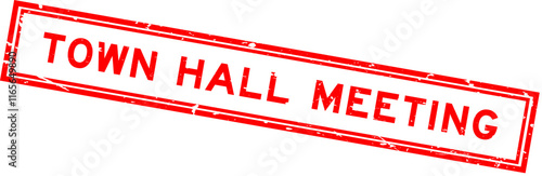 Grunge red town hall meeting word square rubber seal stamp on white bacckground