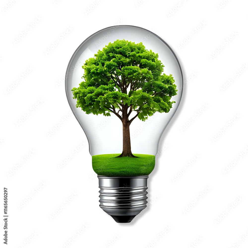 Green tree inside lightbulb; eco-friendly energy concept. Green tree inside lightbulb; eco-friendly energy concept.
