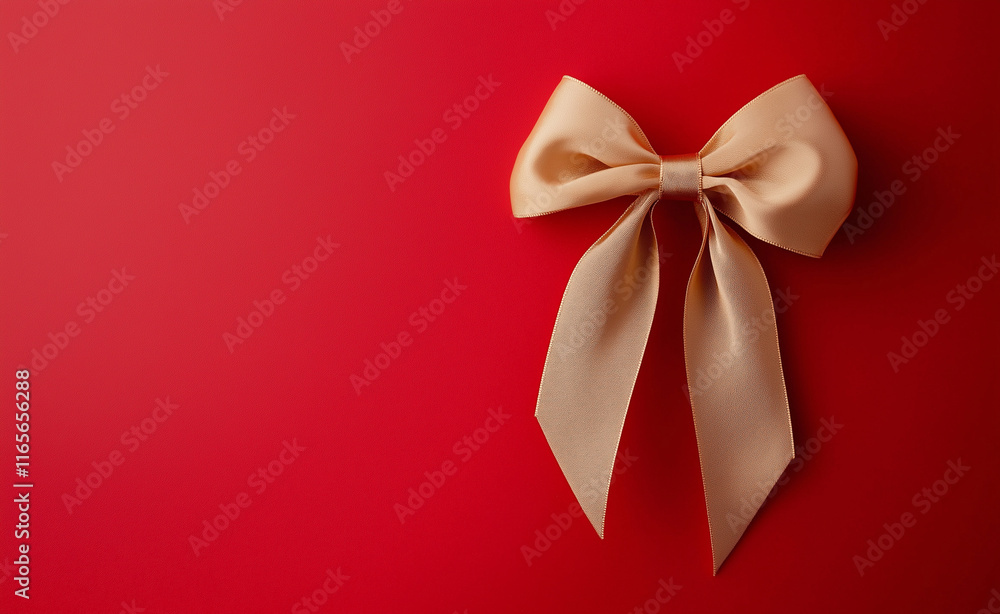 Elegant gold ribbon tied into a bow on a red background, symbolizing luxury, celebration, and gift-giving. Elegant gold ribbon tied into a bow on a red background, symbolizing luxury, celebration, and gift-giving.