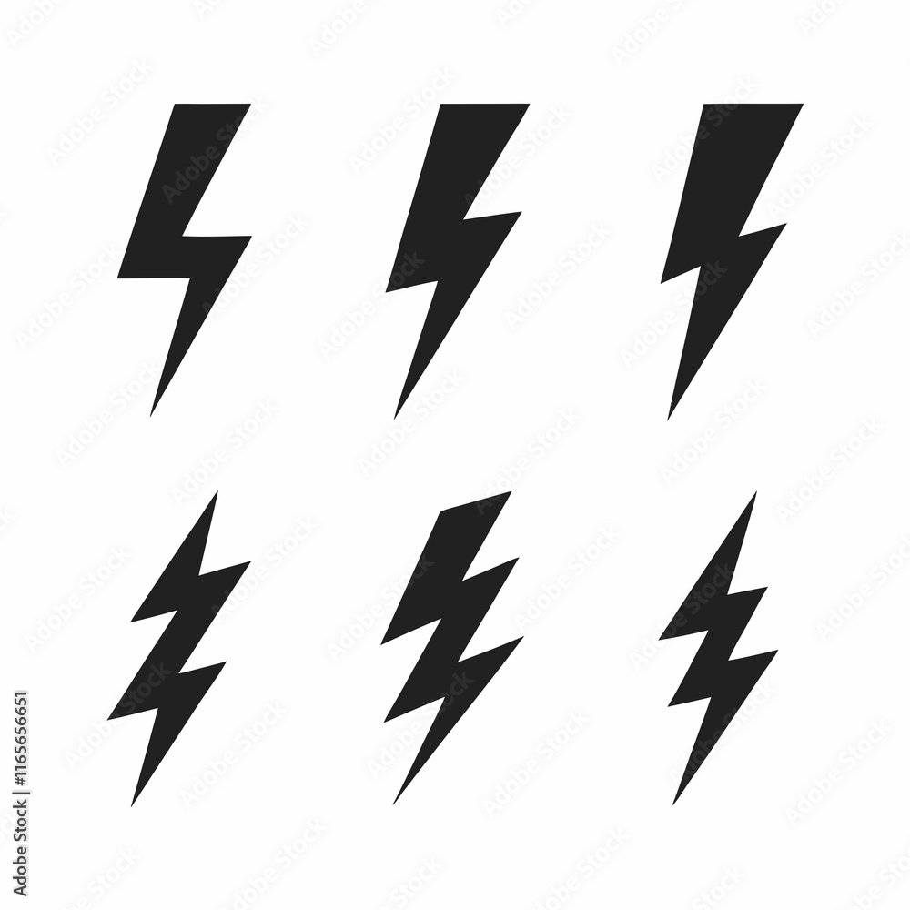 Dynamic Black Lightning Bolt Icon Bundle. Dynamic Black Lightning Bolt Icon Bundle.