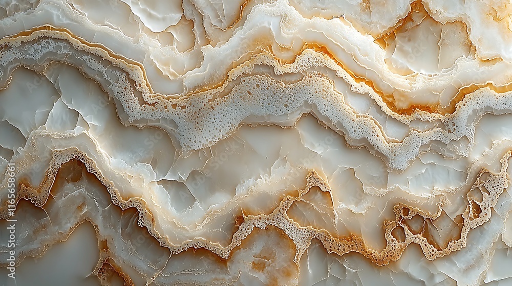 Close-up of beige and orange onyx stone texture with wavy patterns and layers. Close-up of beige and orange onyx stone texture with wavy patterns and layers.