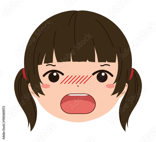 女の子の顔のアイコンイラスト