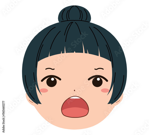 女の子の顔のアイコンイラスト