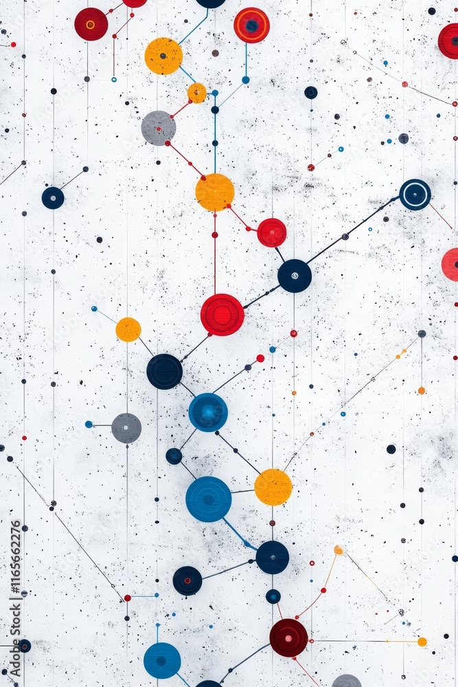 Connected Dots and Lines, Abstract Network Representation on White, Interconnected Elements Connected Dots and Lines, Abstract Network Representation on White, Interconnected Elements