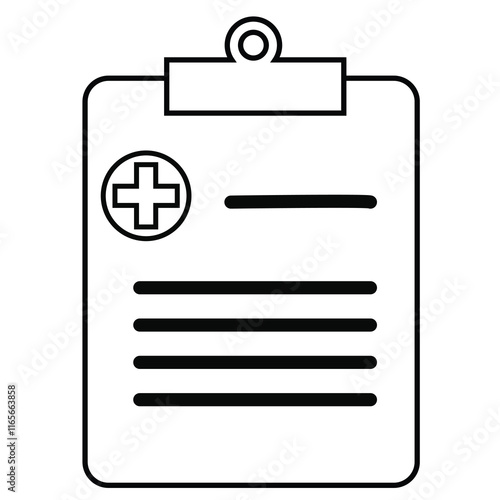 Medical Report line flat vector icon for mobile application, Medical report clipboard sign flat trendy style illustration on white background..eps