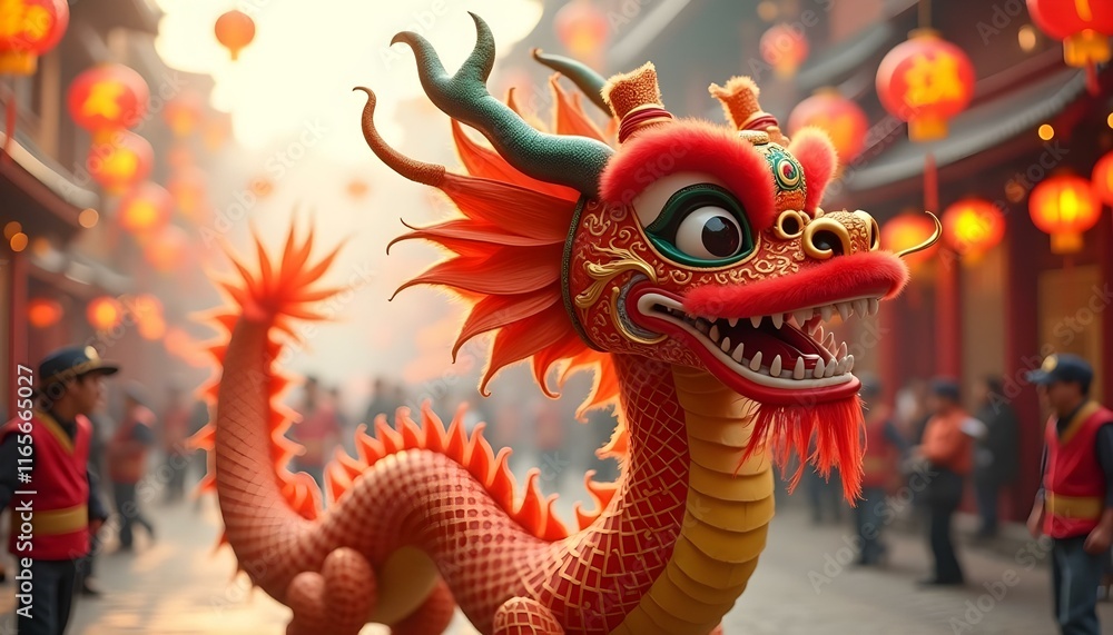 Obraz premium Vibrant Chinese Dragon During Lunar New Year Festivities