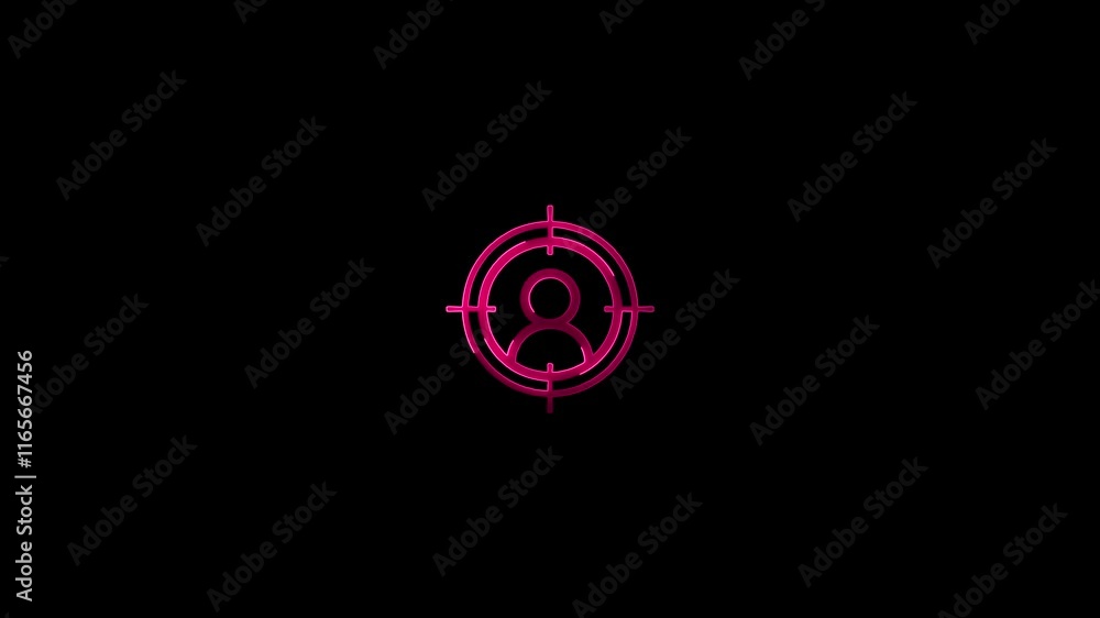 Neon Target user icon or logo isolated sign symbol animation.Headhunting, user icon. Target audience. Customer, client targeting. Consumer centricity. Neon Target user icon or logo isolated sign symbol animation.Headhunting, user icon. Target audience. Customer, client targeting. Consumer centricity.