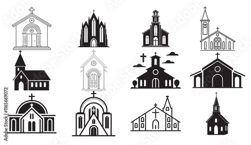 Church Silhouette Bundle, Church Silhouette icon set.
