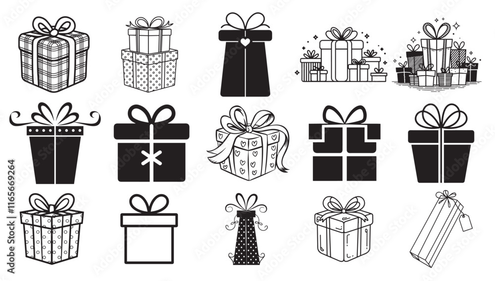Gift Box Design Bundle, Gift Box icon set. Gift Box Design Bundle, Gift Box icon set.