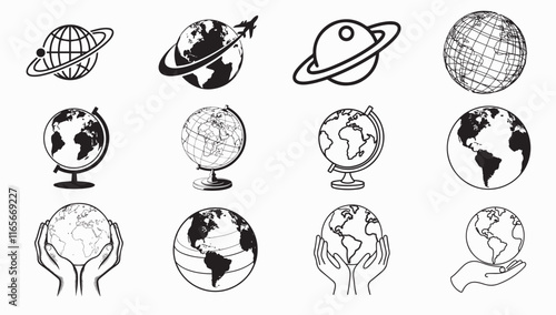 Earth Silhouette Bundle,  icon set.