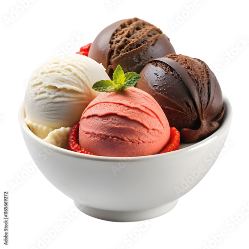 ice cream in a bowl   on transparent background photo