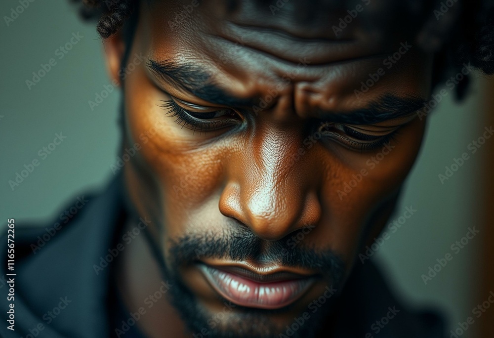 Portrait of an afro-american man with a gloomy expression Portrait of an afro-american man with a gloomy expression