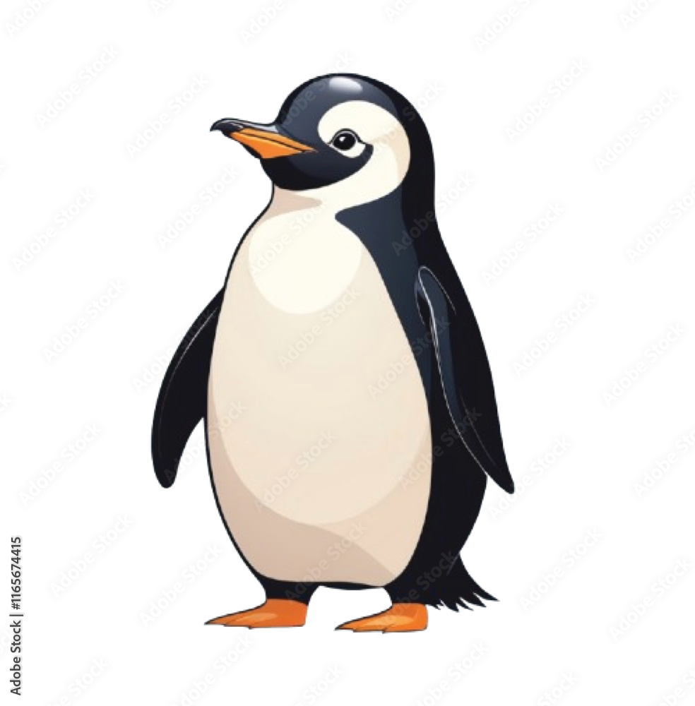 Obraz premium cute and simple vector illustration of a penguin standing upright.