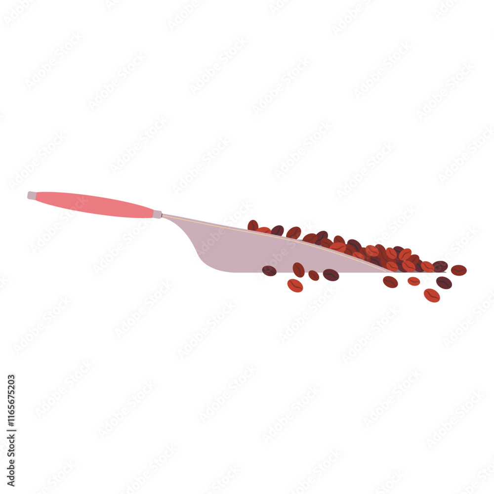 coffee spoon and coffee beans isolated on white background, coffee time modern minimalist decoration vector illustration coffee spoon and coffee beans isolated on white background, coffee time modern minimalist decoration vector illustration