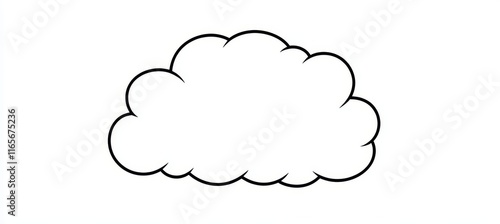 Fototapeta Naklejka Na Ścianę i Meble -  Black Outline Illustration of Cartoon Style Cloud on White White Background for Coloring Book