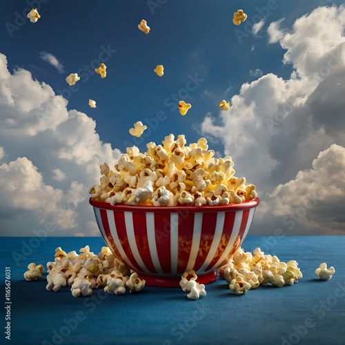 popcorn in a blue sky photo