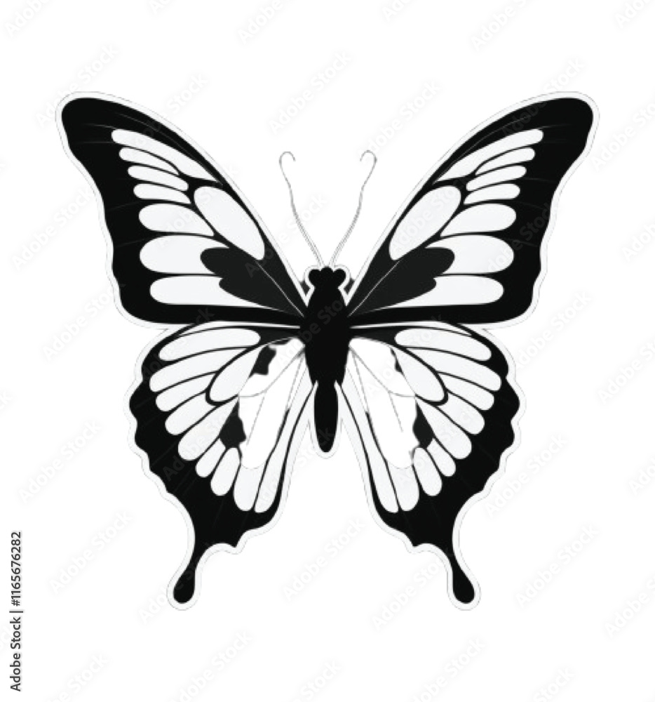 A silhouette black and white Big butterfly icon A silhouette black and white Big butterfly icon