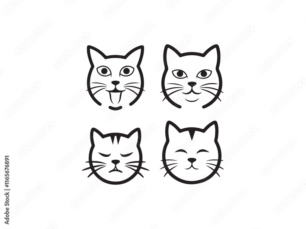 set of cute cat head vector set of cute cat head vector