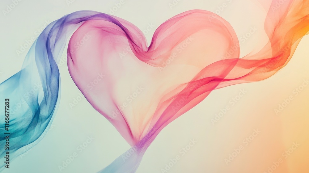 Obraz premium Pastel Heart-Shaped Fabric Swirl, Abstract Love Design