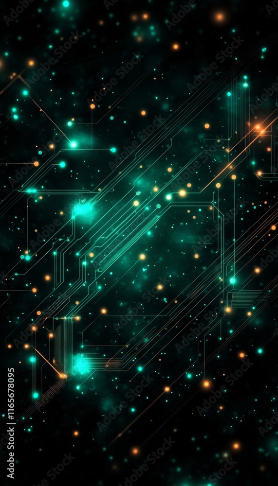 Fototapeta premium Abstract Circuitry Green Technology Background for Electronics and Digital Engineering Designs.