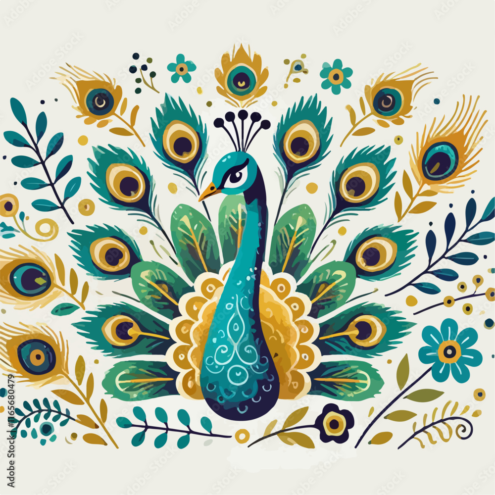 Fototapeta premium peacock feather vector illustration