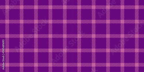 1950s textile pattern fabric, throw texture vector background. Popular plaid check seamless tartan in purple and pink colors.