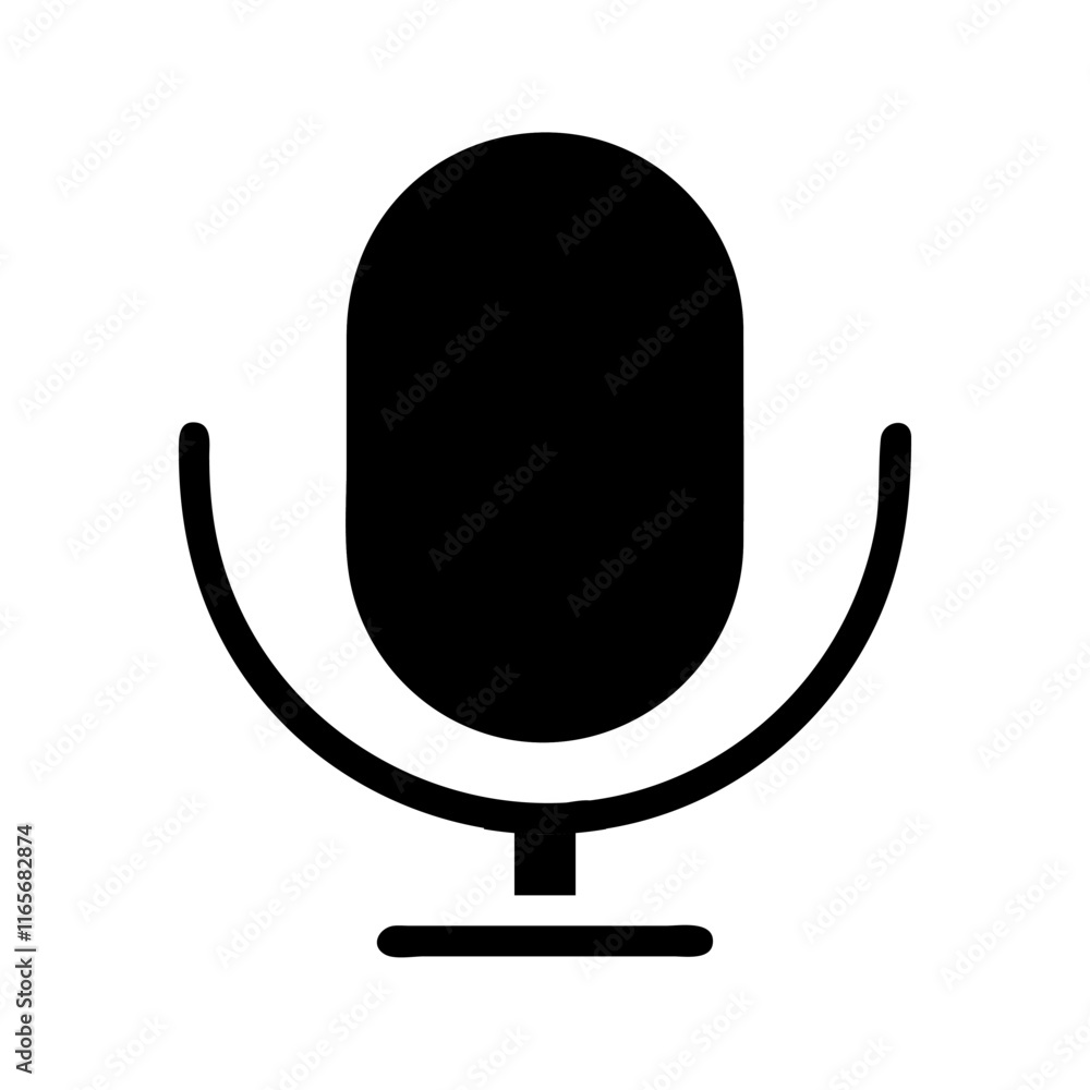 Microphone icon silhouette. Concept of podcast, voice, and audio. Microphone icon silhouette. Concept of podcast, voice, and audio.