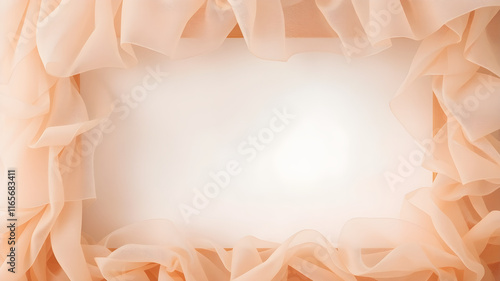 Peachy Frame of Sheer Beauty: Delicate peach fabric drapes around a white background, creating a soft and elegant frame perfect for your designs.  