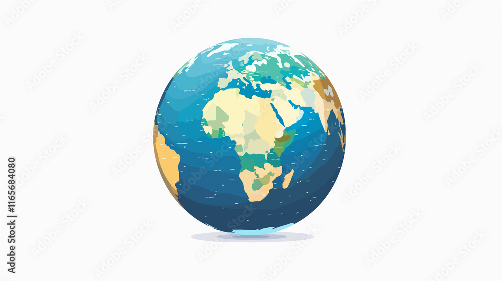 Globe world map vector icon, a round earth flat view, ideal for geography, travel, or environmental themes. Globe world map vector icon, a round earth flat view, ideal for geography, travel, or environmental themes.