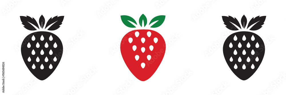 Fototapeta premium strawberry Icon set Deferent color isolated on white background.