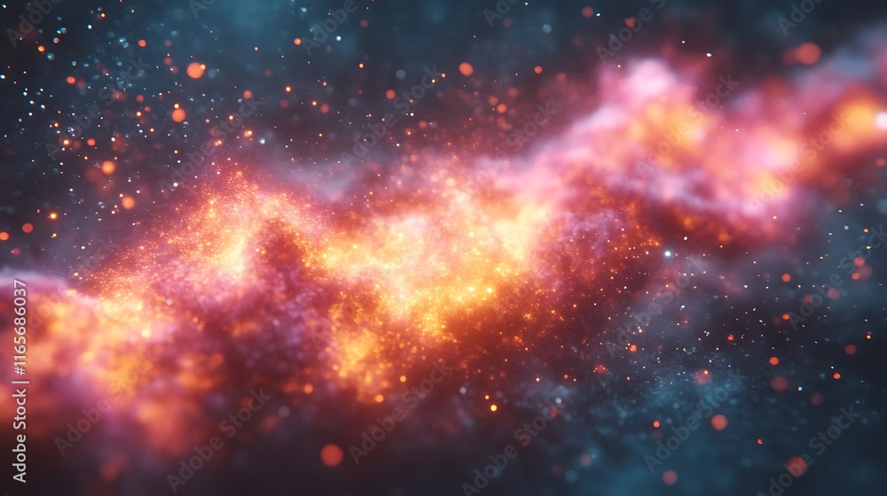 Naklejka premium Abstract Glowing Nebula Cosmic Dust Particles
