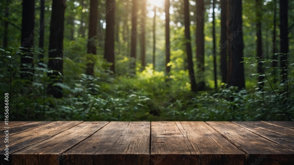 Serene Forest with a Wooden Deck Surrounded by Lush Trees Wallpaper Background Serene Forest with a Wooden Deck Surrounded by Lush Trees Wallpaper Background