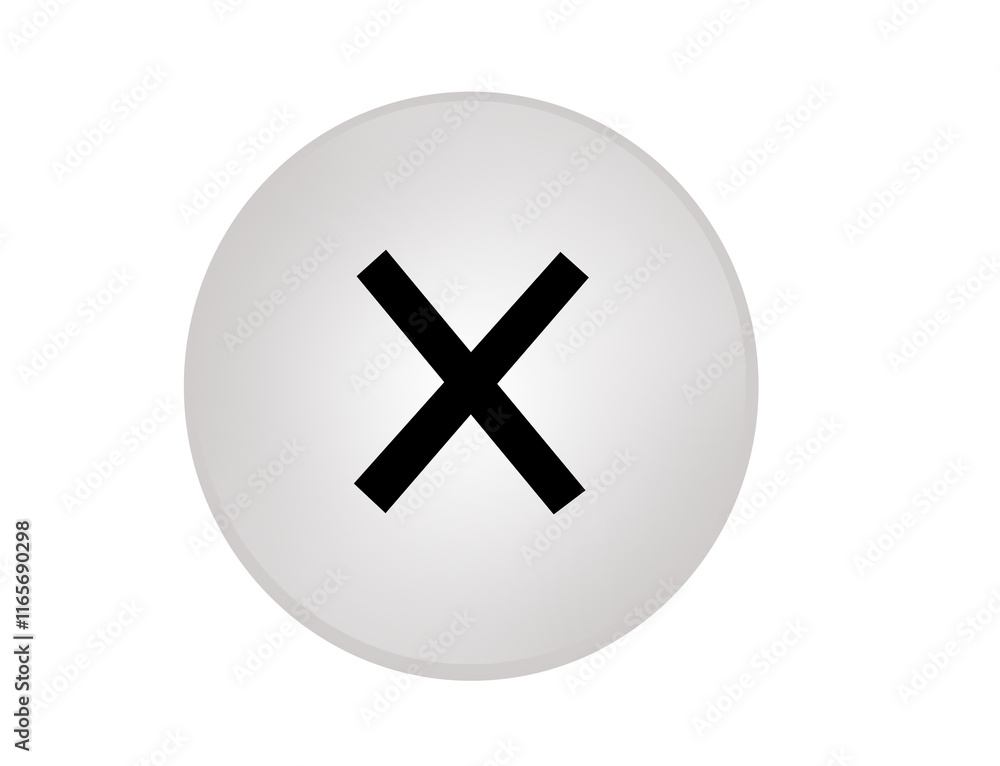 Obraz premium Wrong's sign on the rounded button. Denied's sign. Red sign