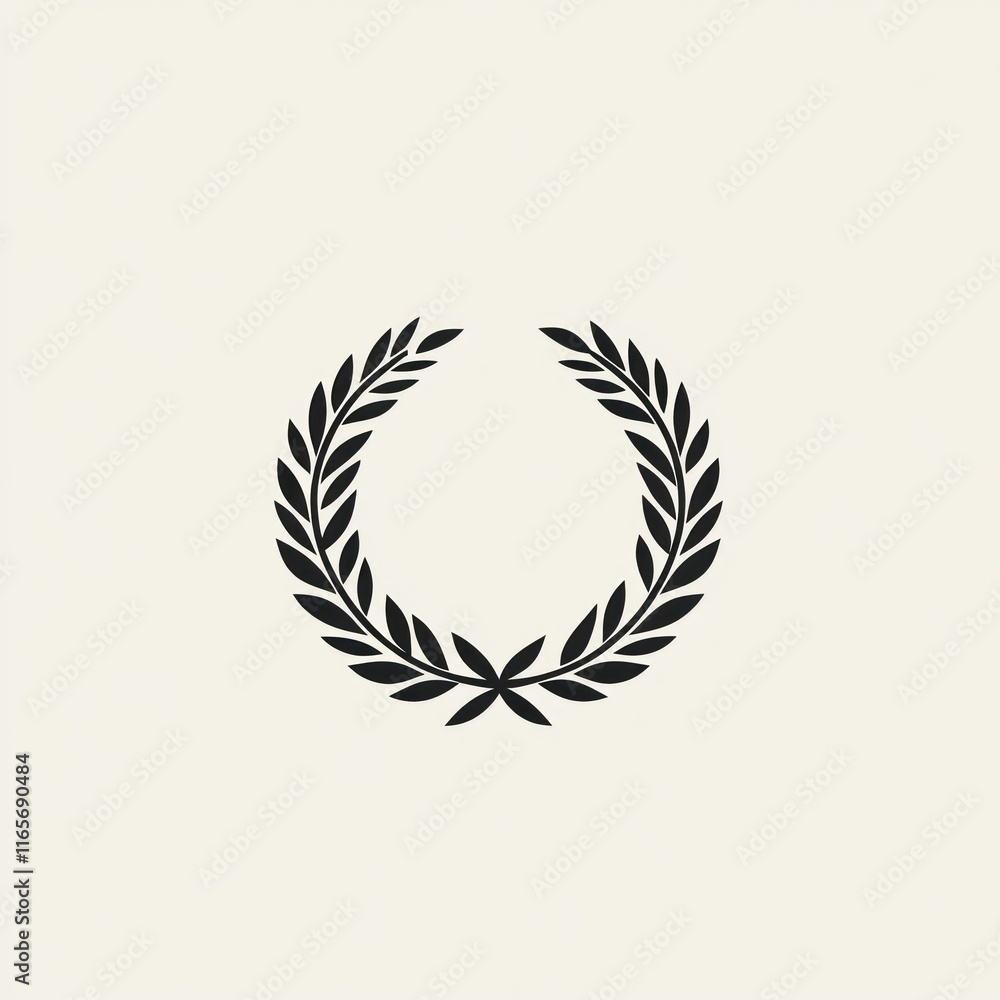 A simple black laurel wreath design on white background A simple black laurel wreath design on white background