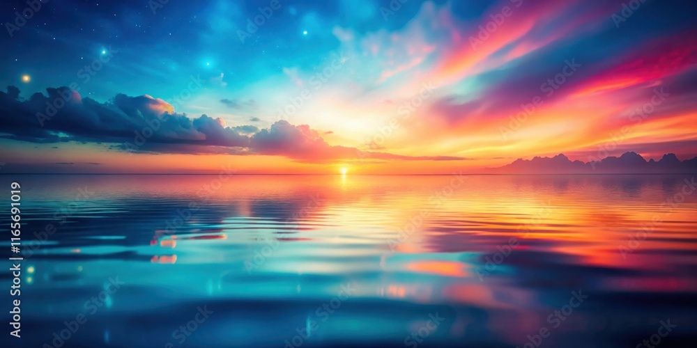 Serene Sunset Over Calm Waters With A Reflection Of Vivid Colors In The Sky And The Water Serene Sunset Over Calm Waters With A Reflection Of Vivid Colors In The Sky And The Water