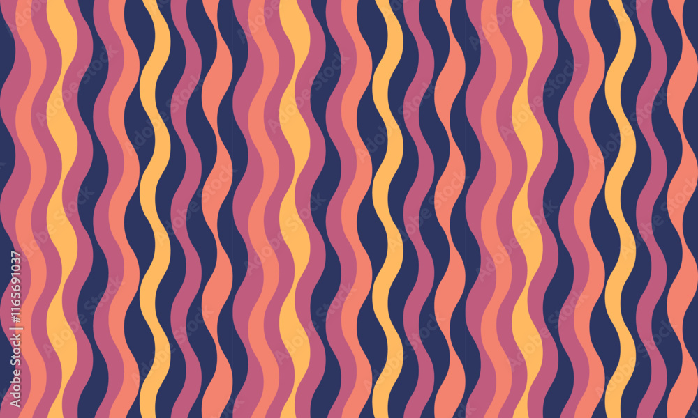 Vibrant retro wavy stripes pattern. Perfect for website backgrounds, textile designs, or any project needing a 70s vibe. Bold colors and seamless repeat. Ideal for adding a touch of vintage style. Vibrant retro wavy stripes pattern. Perfect for website backgrounds, textile designs, or any project needing a 70s vibe. Bold colors and seamless repeat. Ideal for adding a touch of vintage style.