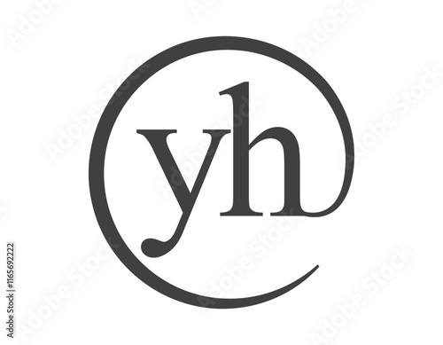 YH logo from two letter with circle shape email sign style. Y and H round logotype of business company